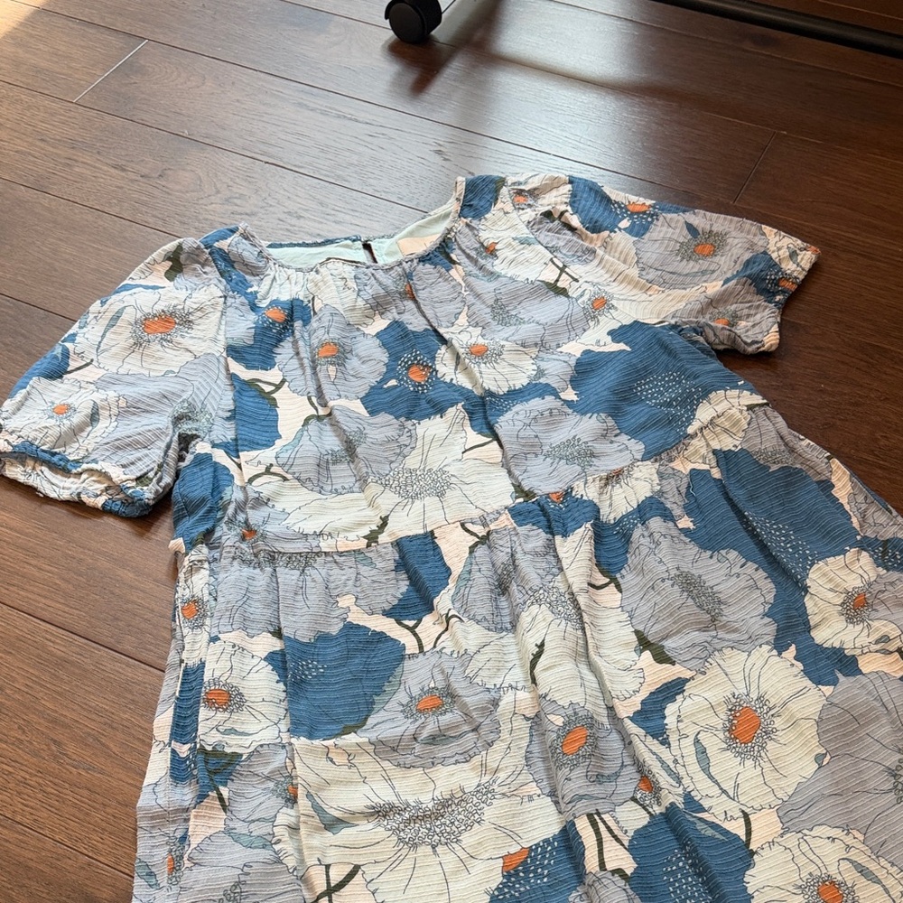 LOFT Woodland Maxi Dress Size Small Petite in Blue Floral Print C22-021 - Picture 3 of 5